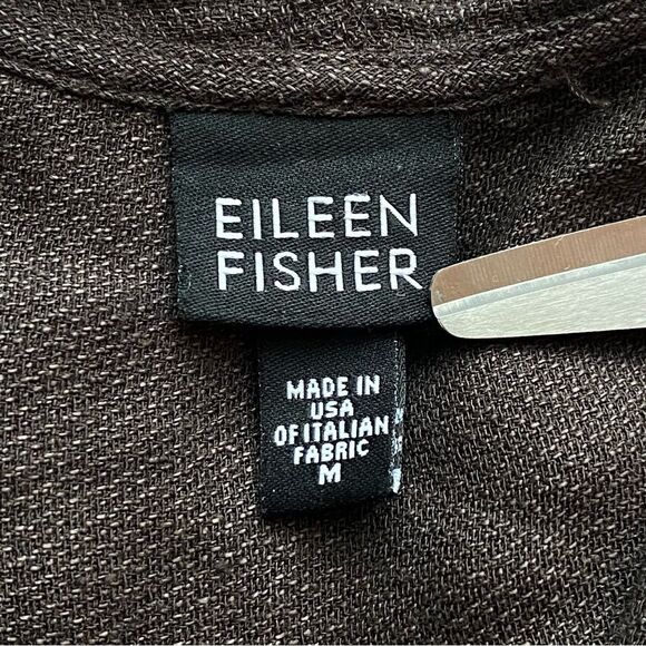 Eileen Fisher Chocolate Linen Blend Cardigan Size Medium - Picture 9 of 13